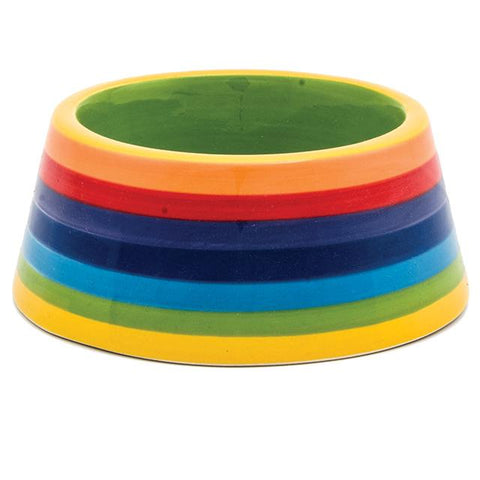 Rainbow Stripe Ceramic Cat Bowl