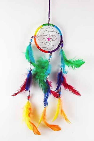 Rainbow Dreamcatcher with Feathers and Beads at Mystical and Magical Halifax UK