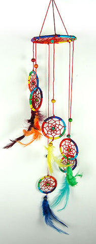 Rainbow Mobile Dreamcatcher with beads and feathers at  Mystical and Magical Halifax  UK
