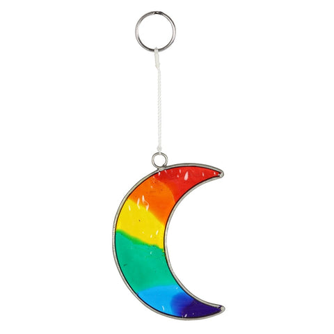 Rainbow Pride Moon Resin Suncatcher at Mystical and Magical