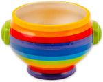 Hand Made and Painted Rainbow Stripe Soup Bowl