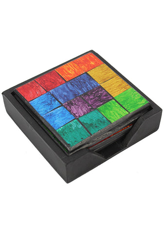 Set of 4 Square Rainbow Mosaic Coasters