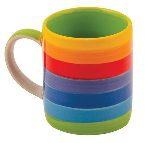 Rainbow Striped Espresso Mug Namaste