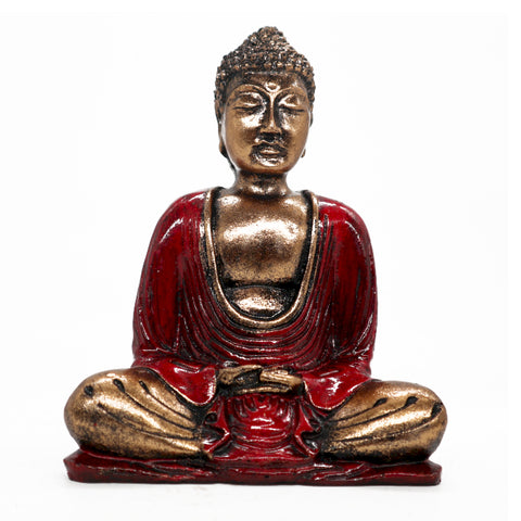 Sitting Buddha  Red and Gold Ornament