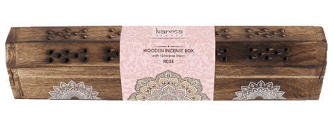 Karma Mandala Scents Wooden Incense Box with 10 Rose sticks