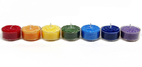 Scented with Pure Essential Oils Seven Coloured Chakra Tealights 