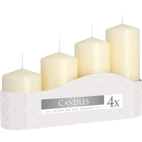 Set of 4 Pillar Candles Dipped Ivory Coloured