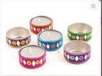 Set Of 6 Sparkly Glitter Tealight Holders