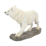 Mountain Watcher White Wolf Statue