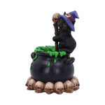 Spook Witches Familiar Black Cat and Bubbling Cauldron Figurine