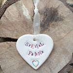 Special Friend Ceramic Heart with Hanging Ribbon by Jamali Annay