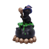 Spook Witches Familiar Black Cat and Bubbling Cauldron Figurine