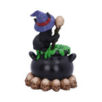 Spook Witches Familiar Black Cat and Bubbling Cauldron Figurine