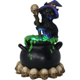 Spook Witches Familiar Black Cat and Bubbling Cauldron Figurine