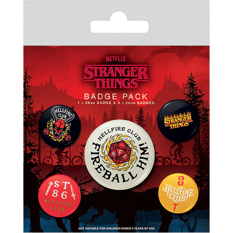Stranger Things Season 4 Hellfire Club 5 Pin Badge Pack at Mystical and Magical