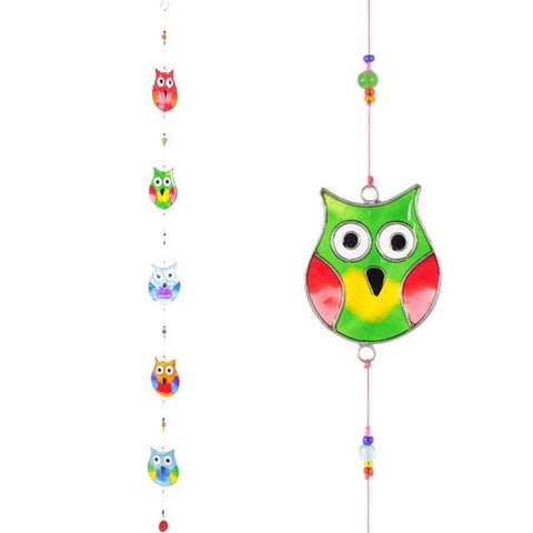 String of Multicolour Resin Owls Suncatcher