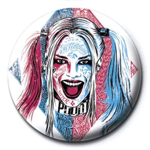 Suicide Squad Harley Quinn Tattoo 25mm Pin Badge at Mystical and Magical Halifax UK