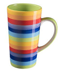 Rainbow Striped Tall Latte Ceramic Mug at Mystical and Magical Halifax UK