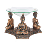Three Meditating Buddhas Oil Warmer Bronzed