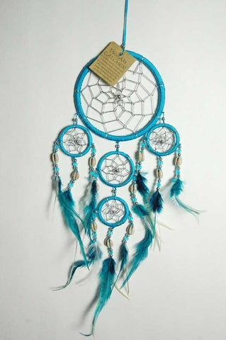 Turquoise Dreamcatcher  Main Circle with 4 Circles And Shells 73645