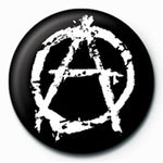 Anarchy 25mm Button Pin Badge White on Black