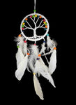 White Dreamcatcher Tree of Life with Coloured Beads 