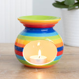 with tealight Rainbow Striped Ceramic Oil or Wax Warmer