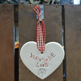 Yorkshire Lass Ceramic Heart with Hanging Ribbon at Mystical and Magical