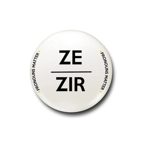 Ze Zir Pronouns Matter Pride Button Pin Badge at Mystical and Magical